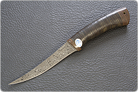 Нож Fish-ка (Дамаск ZD-0803, Наборная кожа, Текстолит)