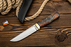 Нож Следопыт (S390, Стабилизированная древесина, Латунь)