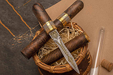 Нож из дамасской стали Сигара COHIBA