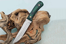 Нож из дамасской стали Лиса ЦМ (Дамаск ZDI-1016, Накладки G10 зелёный)