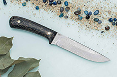 Нож из дамасской стали Лиса ЦМ (Дамаск ZDI-1016, Композит с латунной и бронзовой микросеткой волны)