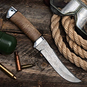 Нож из дамасской стали Клык (Дамаск ZDI-1016, Орех, Алюминий)