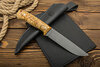 Нож Бекас ЦМ с прямыми спусками (М390, Накладки карельская береза, Пескоструйная обработка Sandwave)
