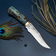 Нож Хазар (95Х18, Стабилизированная карельская береза лазурная, Латунь)