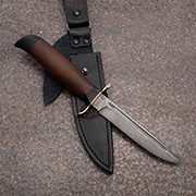 Нож Финка-2 Вача (Дамаск ZDI-1016, Орех, Латунь, Текстолит)