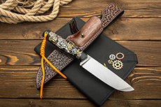 Нож Ривер (N690, Накладки композит «Шестерни», Полировка клинка)