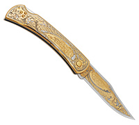 Нож складной золоченый