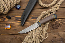 Нож из дамасской стали Пустельга 2 (Дамаск ZDI-1016, Стабилизированный бук, Текстолит)