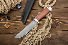 Нож Пикничок (Дамаск ZDI-1016, Стабилизированный бук, Алюминий)