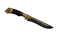 Нож Байкал литье медведь в золоте