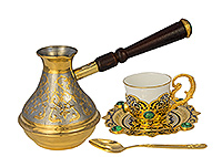 Набор кофейный «Малахит» на одну персону с туркой