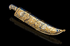 Нож подарочный Пчак (Дамаск, Золочение клинка гарды и тыльника)