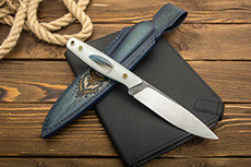 Нож Стинг с формованными ножнами (N690, Накладки композит «Перо», Сатинирование клинка)