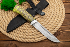 Нож из дамасской стали Скиф (Дамаск ZDI-1016, Стабилизированная древесина, Алюминий)