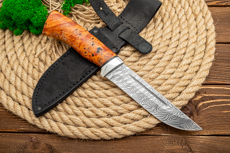 Нож из дамасской стали Скиф (Дамаск ZDI-1016, Стабилизированный кап клёна, Алюминий)