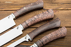 Набор кухонных ножей Кухонная четвёрка (AUS10Co, Стабилизированная карельская береза, Алюминий)