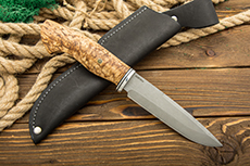 Нож Орикс (AUS10Co, Карельская берёза, Алюминий, Обработка клинка Stonewash)