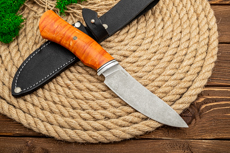Нож Вежда (AUS10Co, Стабилизированная древесина, Алюминий, Обработка клинка Stonewash)