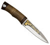 Нож Ласка (40Х10С2М (ЭИ-107), Наборная береста, Текстолит, Золочение рисунка на клинке)