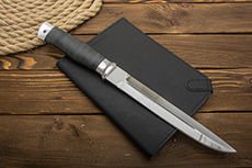 Нож Н76 Бурят (40Х10С2М (ЭИ-107), Наборная кожа, Алюминий)