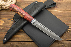 Нож Н85 Сканди (Дамаск У10А-7ХНМ, Стабилизированная карельская береза красная, Алюминий)