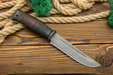 Нож Н90 (Дамаск У10А-7ХНМ, Наборная кожа, Текстолит)