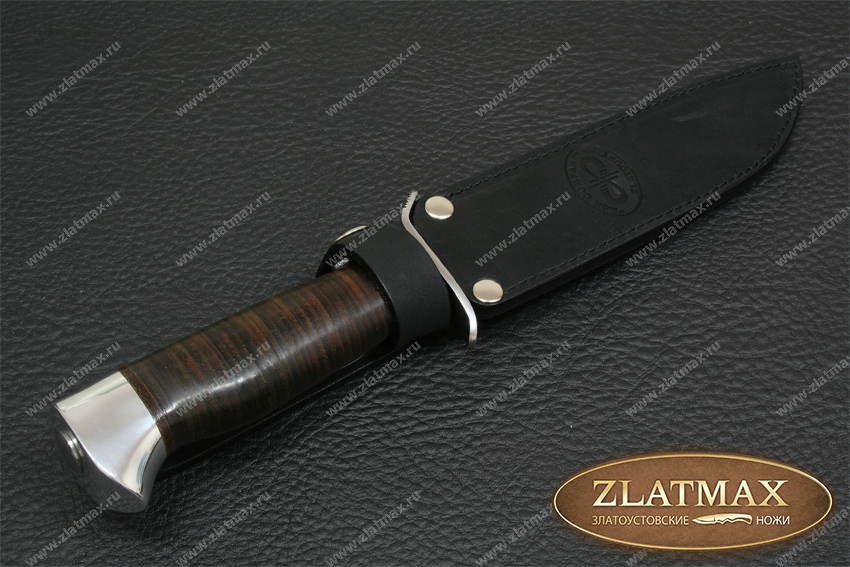 Нож Штрафбат (Дамаск ZDI-1016, Наборная кожа, Нержавеющая сталь, Алюминий)