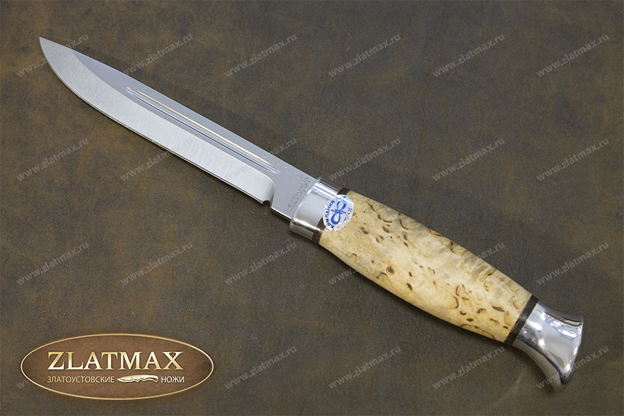 Нож Финка-3 (100Х13М, Карельская берёза, Алюминий)