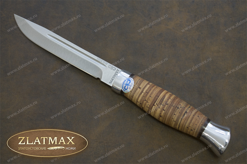 Нож Финка-3 (100Х13М, Наборная береста, Алюминий)