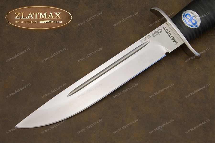 Нож Финка-2 (95Х18, Наборная кожа, Нержавеющая сталь, Алюминий)