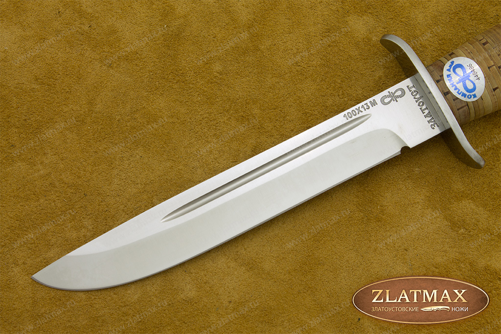 Нож Финка-2 (100Х13М, Наборная береста, Нержавеющая сталь, Алюминий)