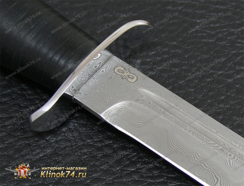 Нож Финка-2 (Дамаск ZDI-1016, Наборная кожа, Нержавеющая сталь, Алюминий)