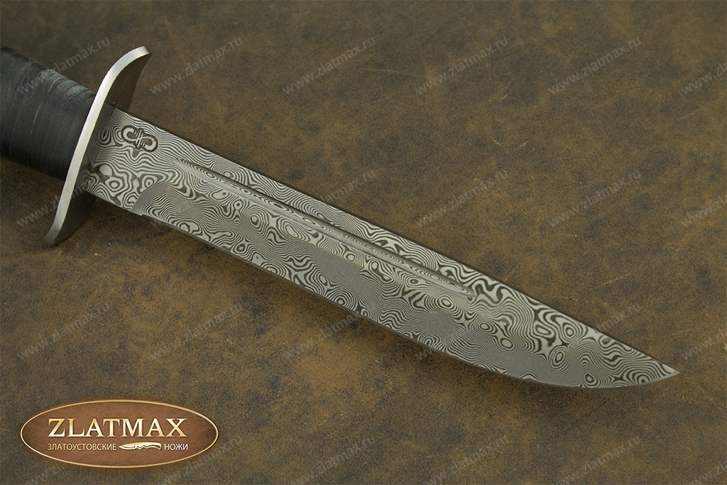 Нож Финка-2 (Дамаск ZD-0803, Наборная кожа, Нержавеющая сталь, Алюминий)