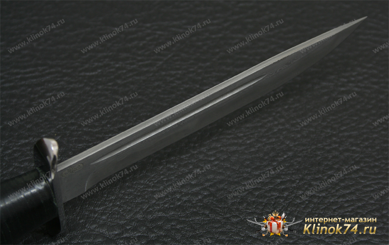 Нож Финка-2 ДН (Дамаск ZDI-1016, Наборная кожа, Нержавеющая сталь, Алюминий)