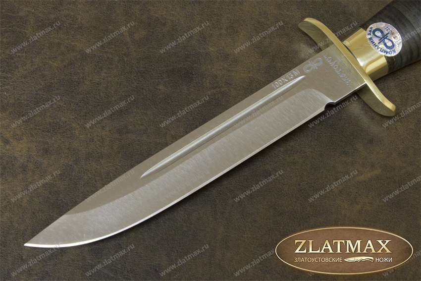Нож Финка-2 (100Х13М, Наборная кожа, Латунь)