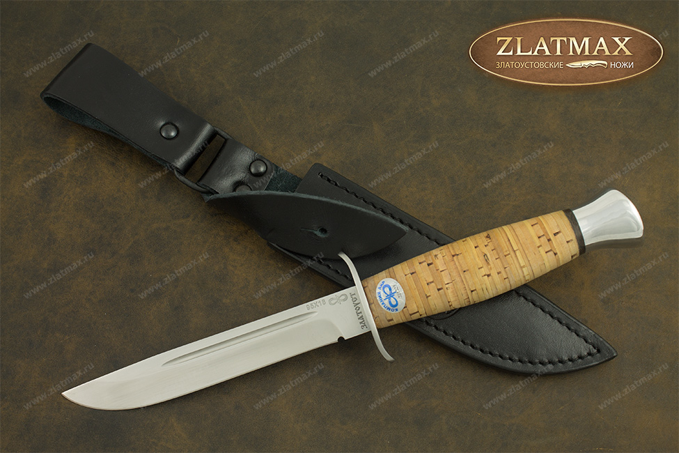 Нож Финка-2 (95Х18, Наборная береста, Нержавеющая сталь, Алюминий)
