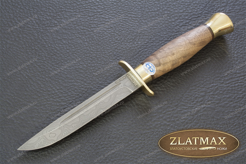 Нож Финка-2 (Дамаск ZDI-1016, Орех, Латунь)