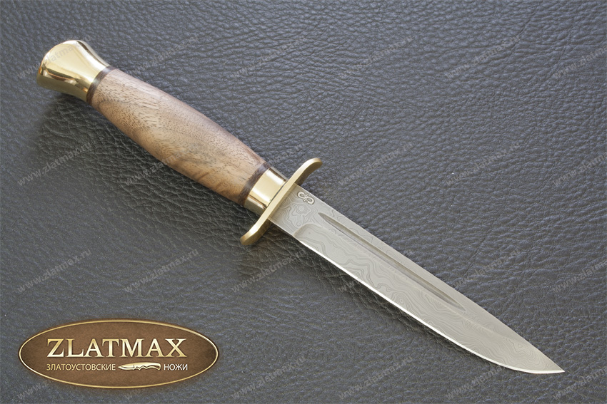 Нож Финка-2 (Дамаск ZDI-1016, Орех, Латунь)