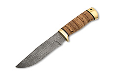 Нож Стрелец (Дамаск ZDI-1016, Наборная береста, Латунь)