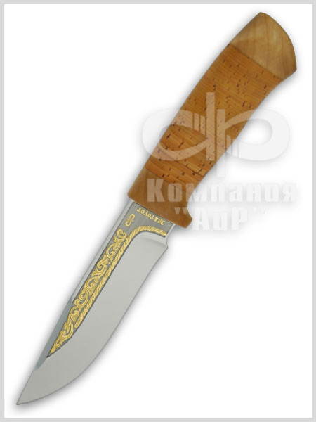 Нож подарочный Стрелец (95Х18, Наборная береста, Текстолит, Золочение рисунка на клинке)