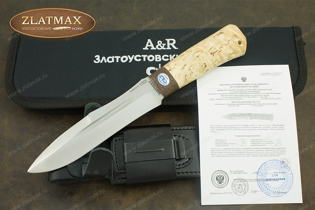 Нож Скорпион (100Х13М, Карельская берёза, Текстолит)