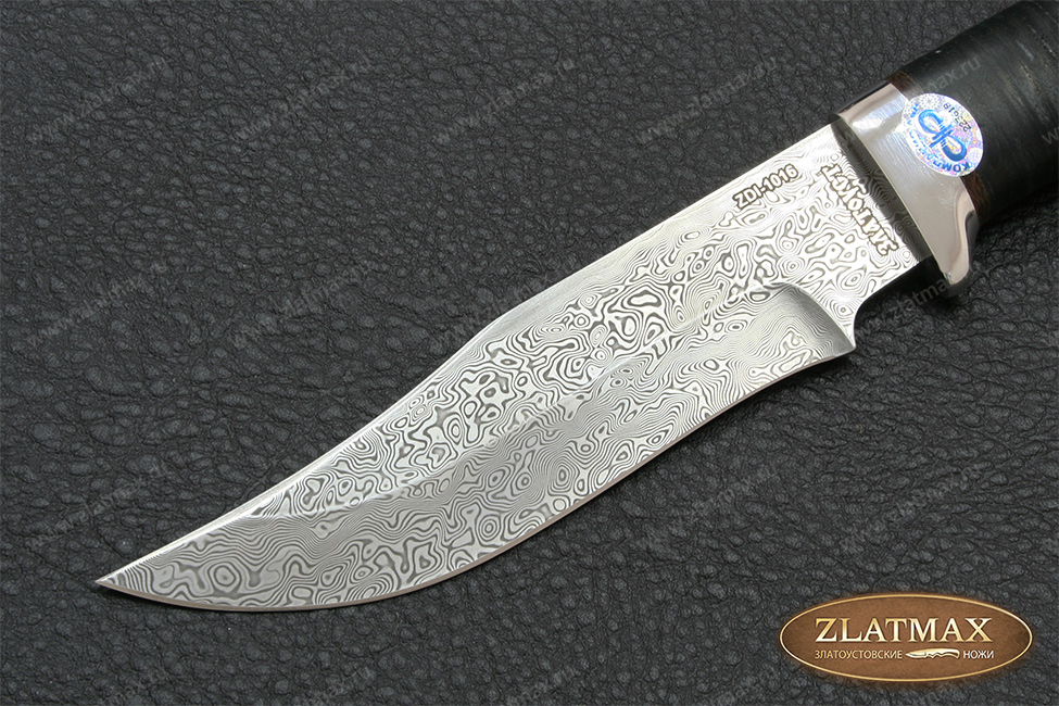 Нож Клычок-1 (Дамаск ZDI-1016, Наборная кожа, Алюминий)