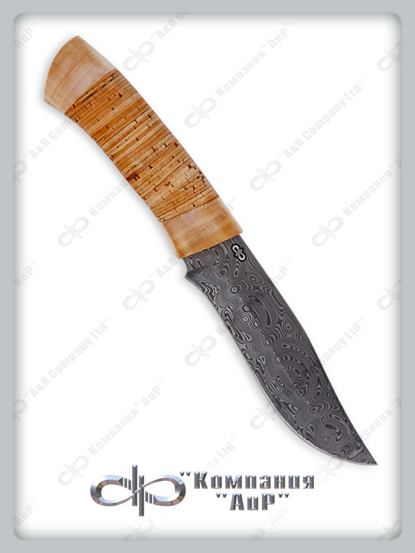 Нож Клычок-3 (Damasteel, Наборная береста, Текстолит) фото-01