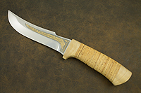 Нож подарочный Клык (95Х18, Наборная береста, Текстолит, Золочение рисунка на клинке)