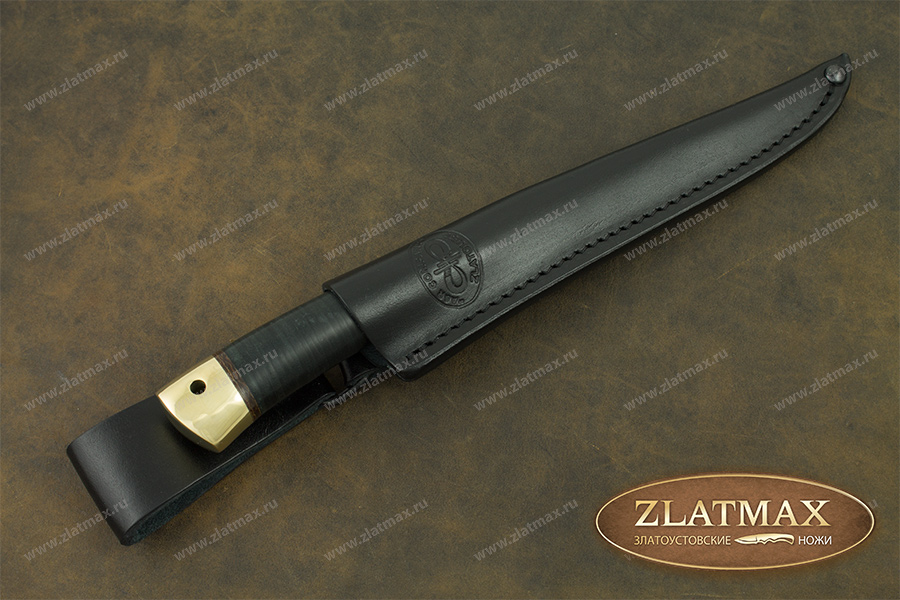 Нож Заноза (D2, Наборная кожа, Латунь)