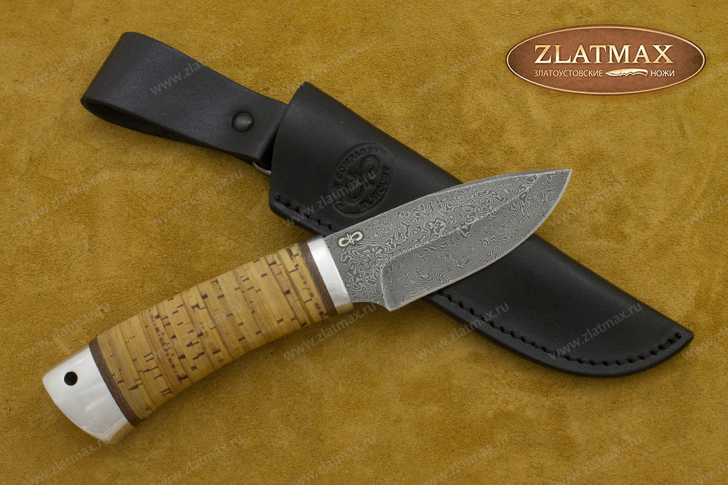 Нож Добрый (Дамаск ZDI-1016, Наборная береста, Алюминий)