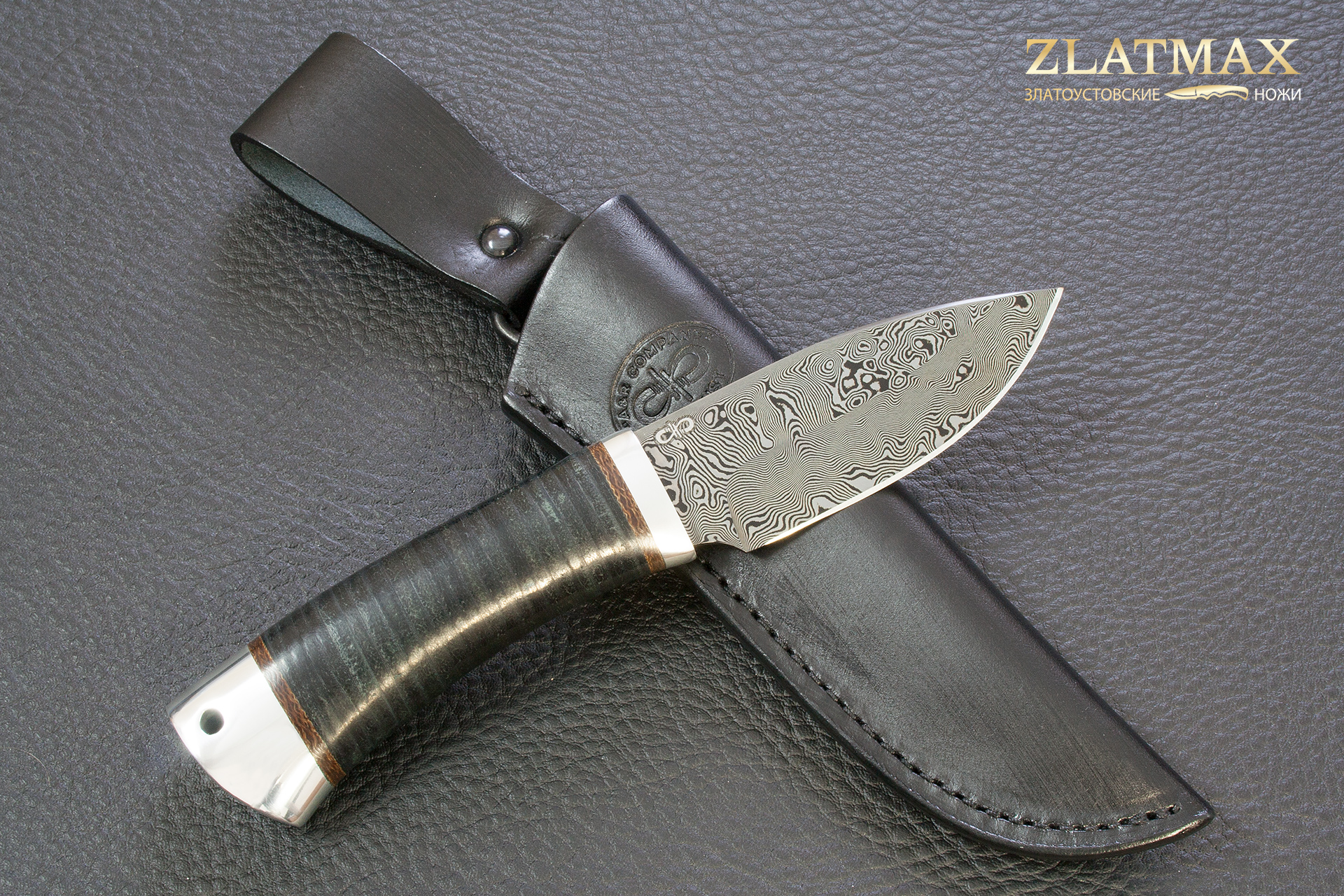 Нож Добрый (Дамаск ZD-0803, Наборная кожа, Алюминий)