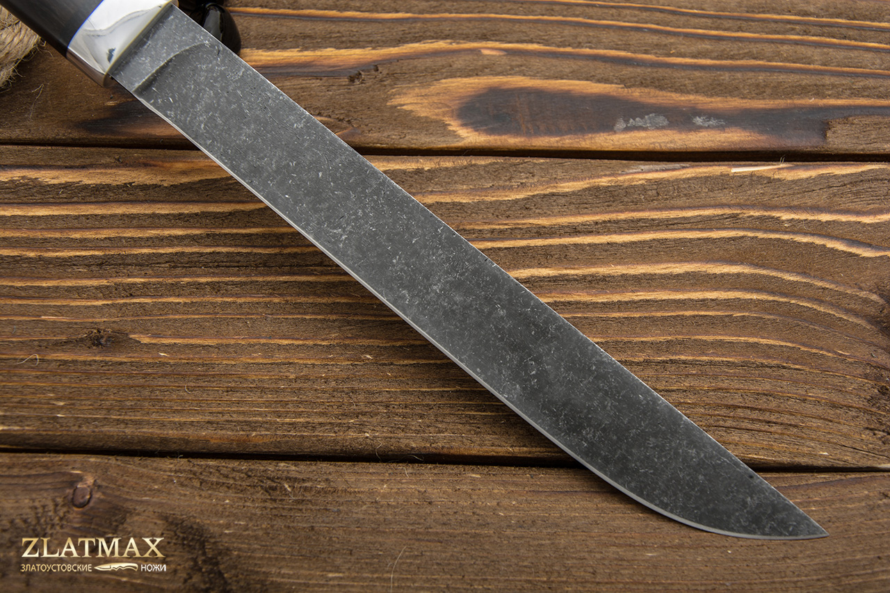 Нож Бурятский средний (95Х18, Граб, Алюминий, Обработка клинка Stonewash)