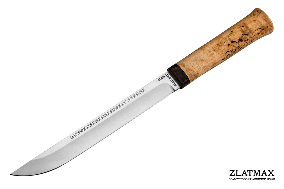 Нож Бурятский средний (95Х18, Карельская берёза, Текстолит) фото-01