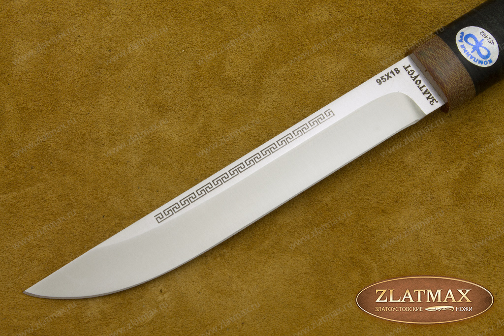 Нож Бурятский малый (95Х18, Наборная кожа, Текстолит)